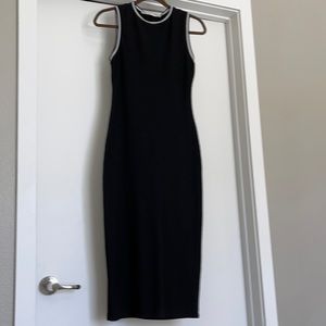 Zara sexy black fitted dress w draped back
